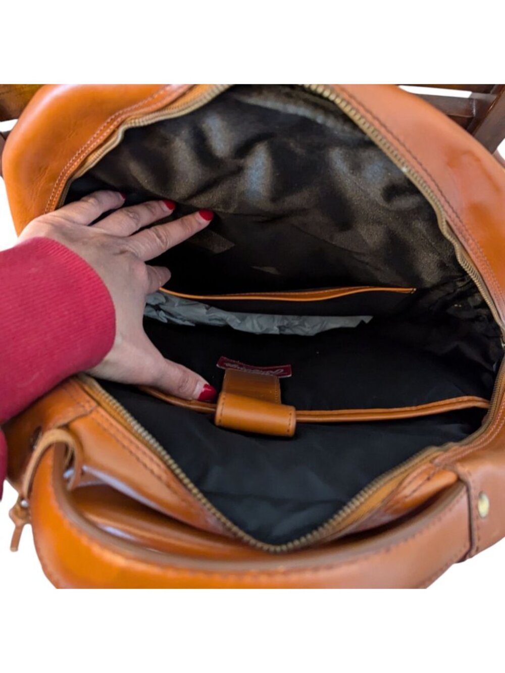 Rawlings Hand Made Tan Saddle GENUINE LEATHER Backpack Full Size Medium - Picture 5 of 9